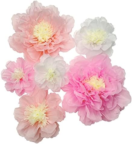 Mybbshower Blush Pink Paper Flowers for Baby Shower Decor