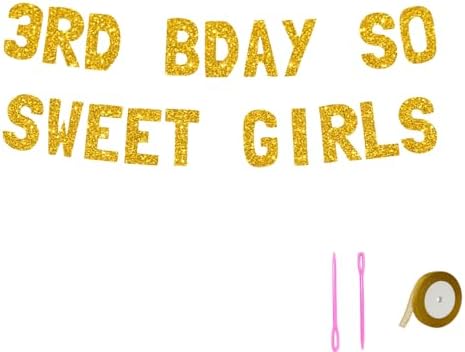 Meowoo 3rd Birthday Decor Banner with Gold Letters