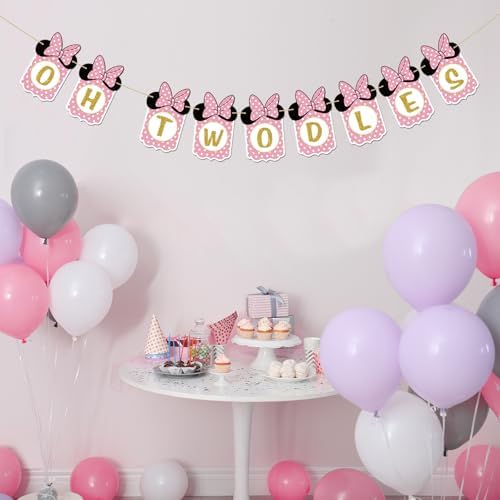INNORU Oh Twodles Banner 2nd Birthday Decor for Girls