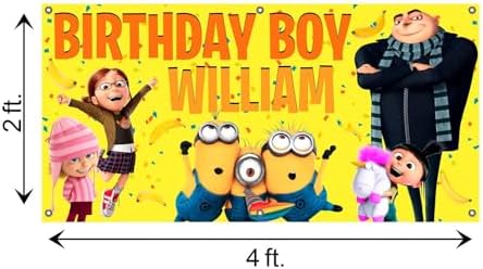 Personalized Birthday Banner Yellow Blue Fun Theme 24x48