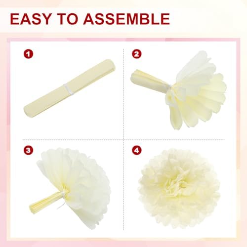 PATIKIL Paper Pom Poms Set 12 Pcs Light Pink