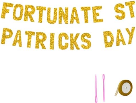 Meowoo Lucky St Patrick Day Garland with Gold Glitter Decor