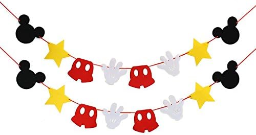 Mickey Mouse Themed Felt Garland for Birthday Decorations