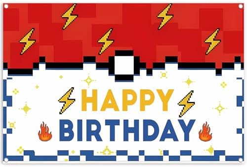 Yellow Lightning 5x3ft Birthday Backdrop for Party Decorations