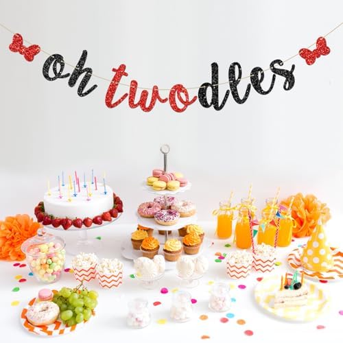 INNORU 2nd Birthday Banner with Glitter Letters