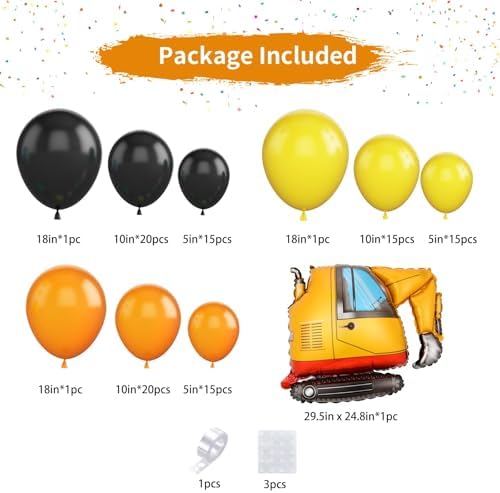 Construction Party Balloon Garland Kit with Truck Foil Balloon