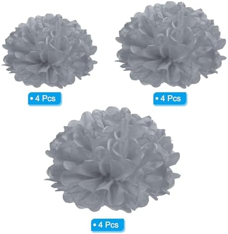PATIKIL 4 6 8 Grey Tissue Pom Poms Flowers 12 Pack