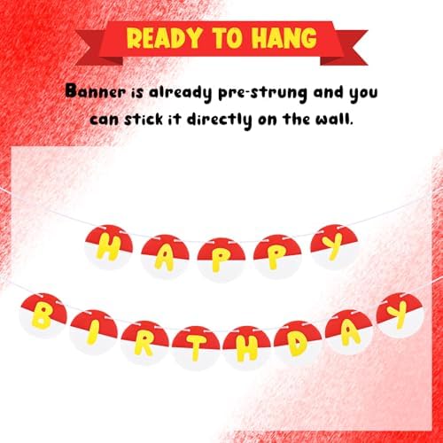 Pre-strung Red and White Birthday Banner for Kids