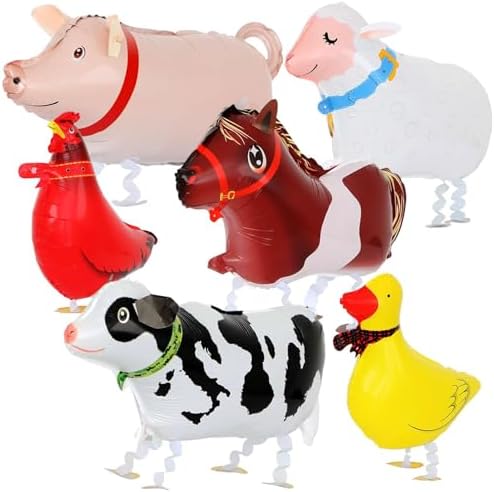 Walking Farm Animals Balloons Pack of 6 For Kids Party