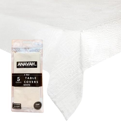 3 Ply Paper Tablecloth 54 x 108 5 Pack Waterproof White
