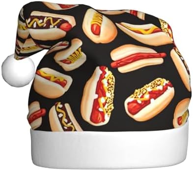 QinZheng Personalized Santa Hat with Fun Food Hot Dogs Print