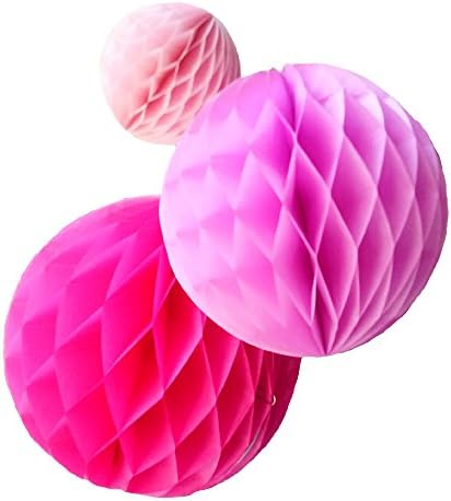 Daily Mall 15Pcs Honeycomb Paper Balls Pink Set