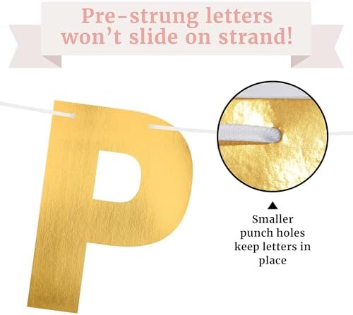 Pre-Strung Im Ready To Party Banner - Gold Metallic