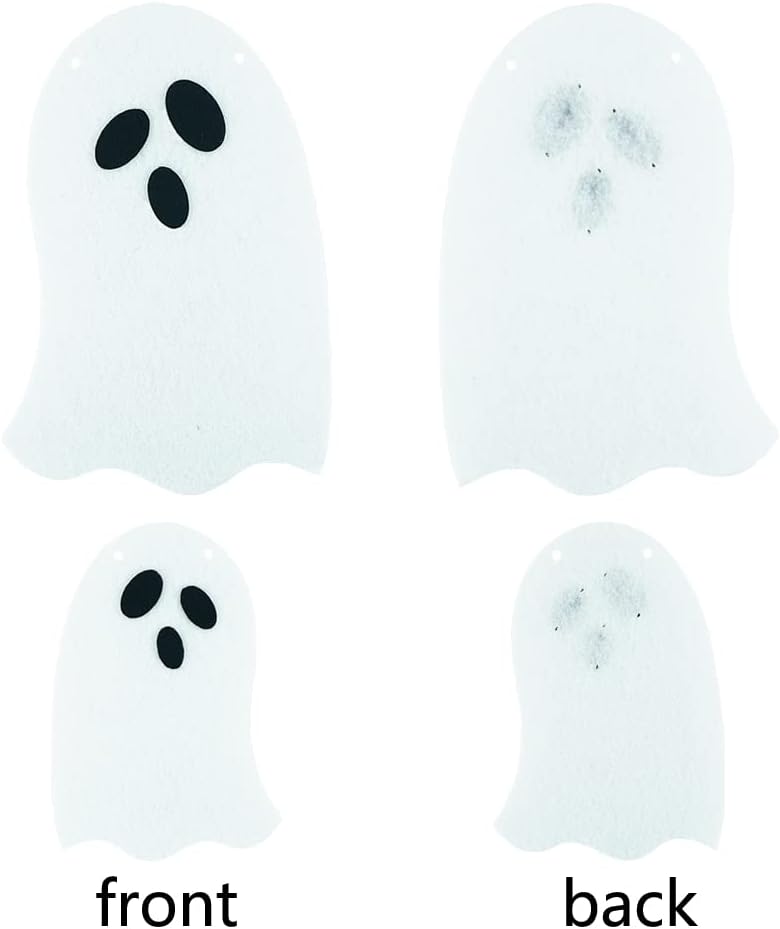 2 Pack White Felt Ghost Garland Halloween Decor