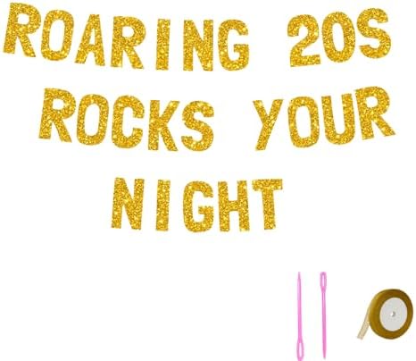 Meowoo Roaring 20s Gold Banner Decor for Parties