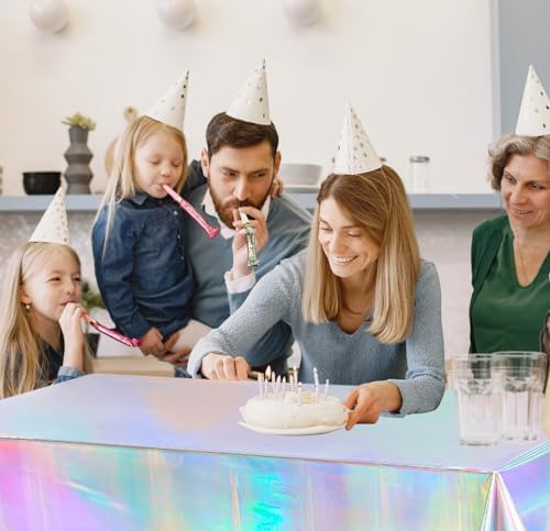 Anllecr 3 Pack Holographic Tablecloths for Parties