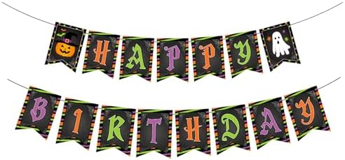 Halloween Birthday Banners with Pumpkin and Ghost Designs