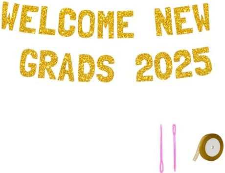 Meowoo Glitter Graduation Banner 77 Inch Welcome New Grads 2025