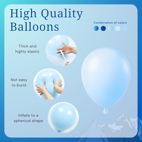 BAUANOOY 60pcs 12 Inch Blue Balloons Party Decorations Kit