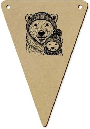 5x140mm Polar Bear Family Wooden Bunting Flags