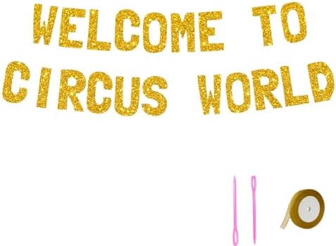 Meowoo Fun Circus World Decor Glittery Gold Banner