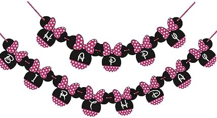 Minnie Mouse Birthday Banner with Pink Ears