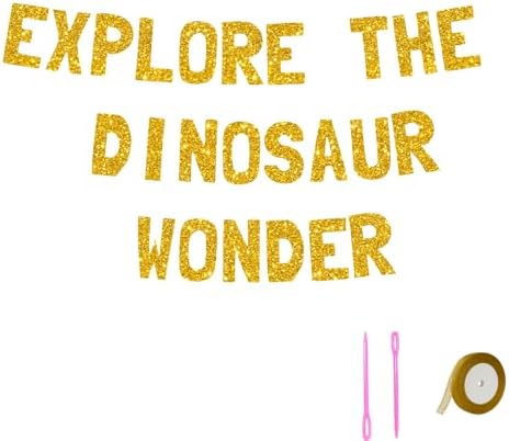 Meowoo Dinosaur Party Banner with Gold Glitter
