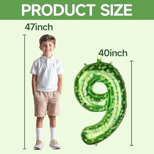 40 Inch Giant Green Pixel Number 9 Foil Balloons