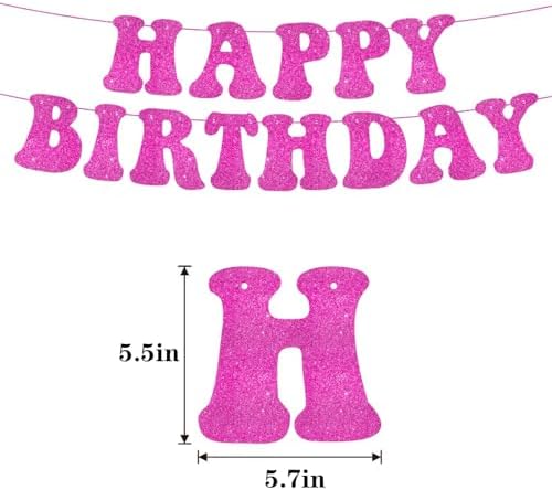 Glitter Hot Pink Birthday Banner for Girls Party