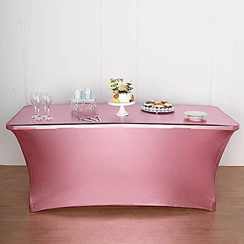 BalsaCircle 6 Feet Rose Gold Fitted Spandex Tablecloth