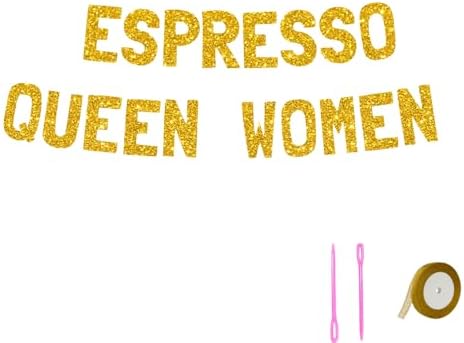 Meowoo Classic Espresso Queen Banner with Glittery Gold Decor