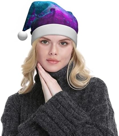 QINZHENG Cool Star River Print Santa Hat for Women