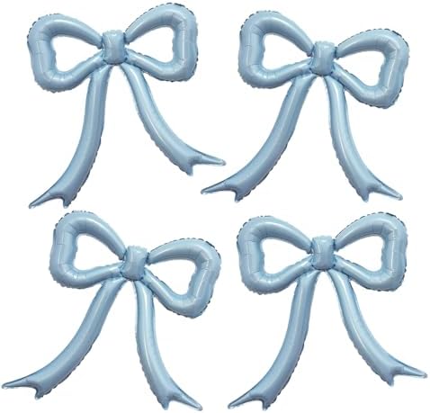 4pcs Dusty Blue Bow Foil Balloons Set