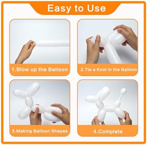 100Pcs White Twisting Animal Balloons for Party Decorations