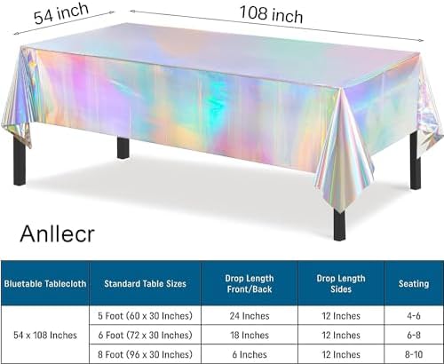 Anllecr 3 Pack Holographic Tablecloths for Parties