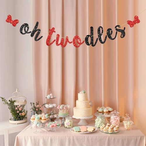 INNORU 2nd Birthday Banner with Glitter Letters