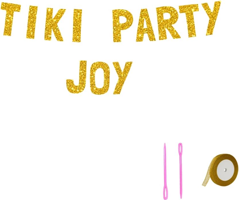 Meowoo Tiki Party Banner with Sparkling Gold Letters