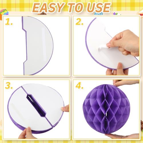Affrolling 12 Pcs 8 Inch Pastel Honeycomb Balls Decoration Set