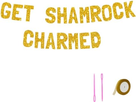 Meowoo St Patricks Day Gold Glitter Banner
