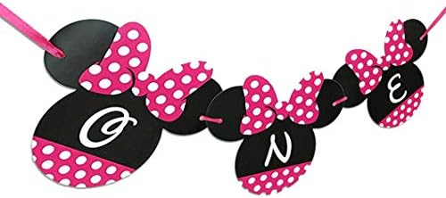 Minnie Mouse First Birthday Banner 8x8 Inches