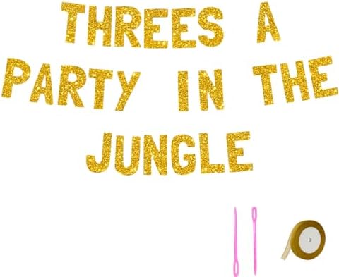 Meowoo Fun Jungle Vibes Birthday Decor Giant Gold Banner