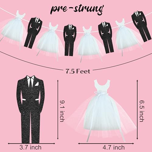 Elegant Bridal Shower Banner with Tulle and Tuxedo Cutouts