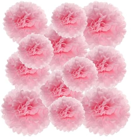 PATIKIL Paper Pom Poms Set 12 Pcs Light Pink