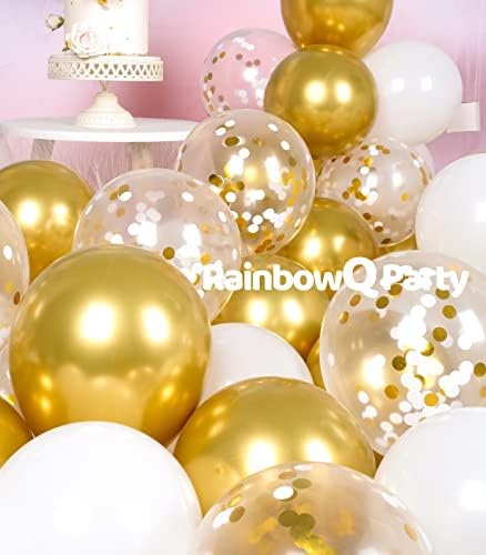 Metallic Gold and White Balloons Set 12 Inch 68PCS