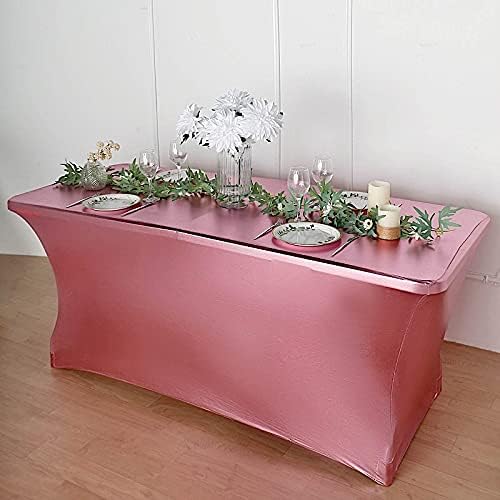 BalsaCircle 6 Feet Rose Gold Fitted Spandex Tablecloth
