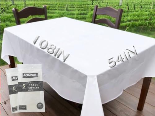 3 Ply Paper Tablecloth 54 x 108 5 Pack Waterproof White