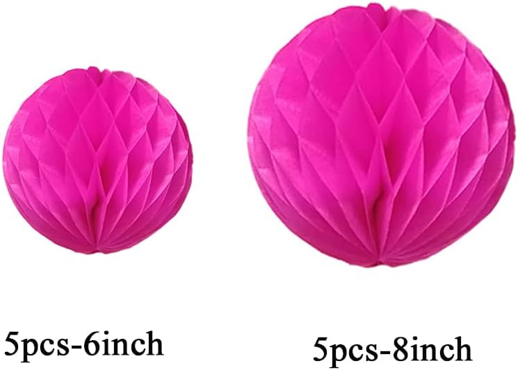 Honeycomb Balls Party Decorations 10 Pieces Rose Red