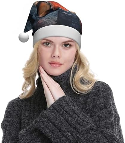 QINZHENG Retro Stone Print Santa Hat for Women