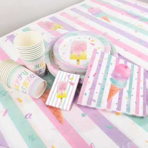 Ice Cream Party Supplies Set for 16 Guests