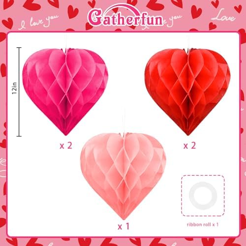 Valentines Day Tissue Pom Poms Decoration Set